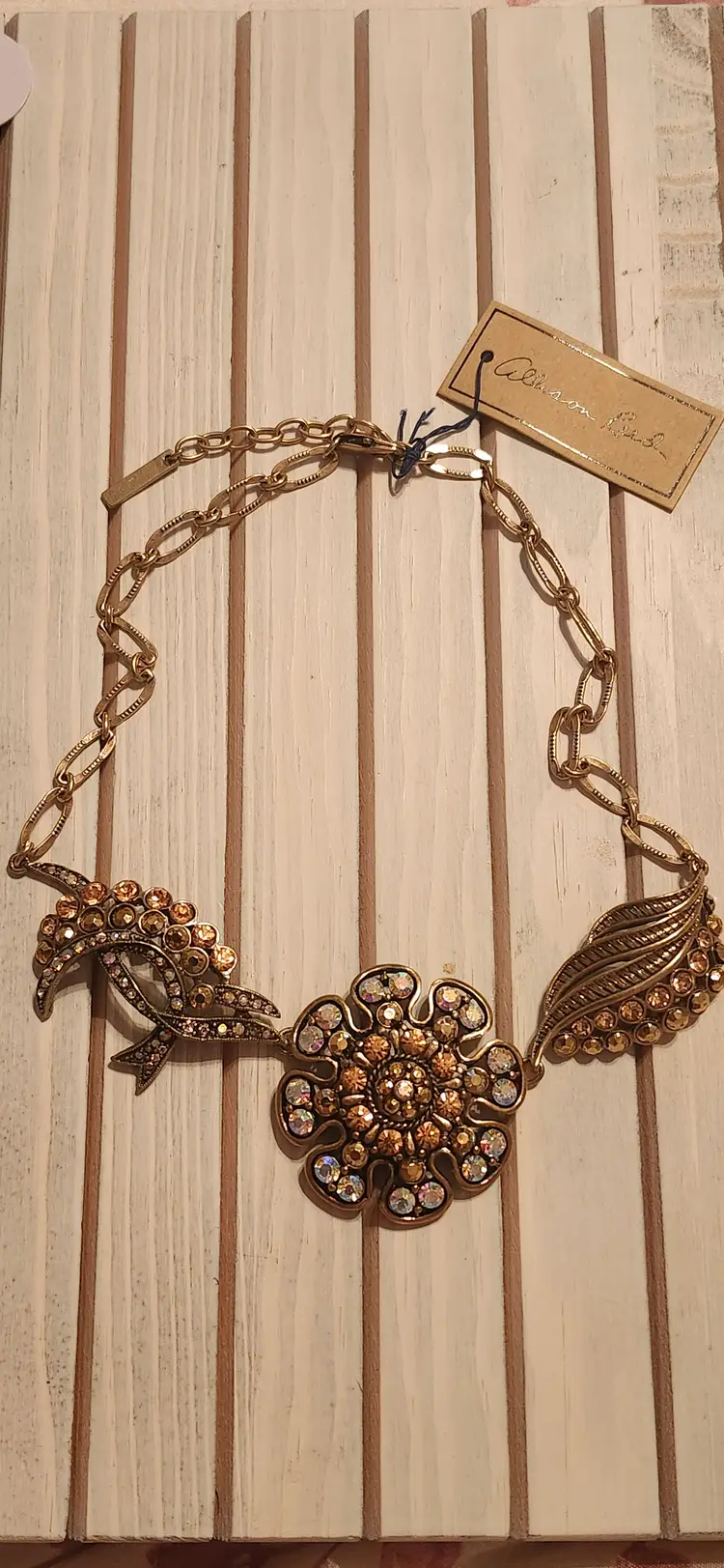 Allison Reed Vintage-Inspired Statement Necklace - Gold Tone with AB Crystal Accents