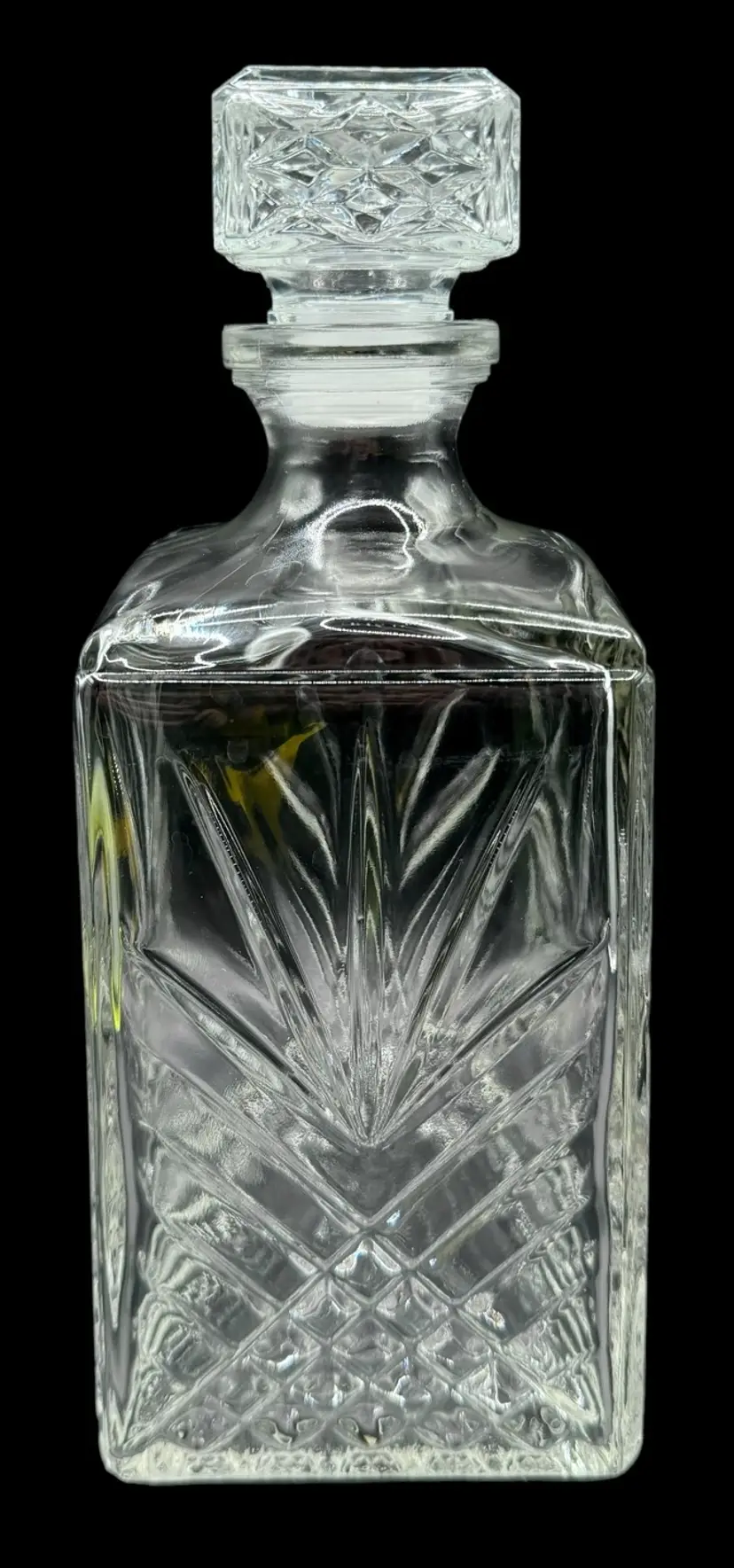Bormioli Rocco Selecta Whiskey Decanter Clear Glass Square Starburst Italy 9.5β