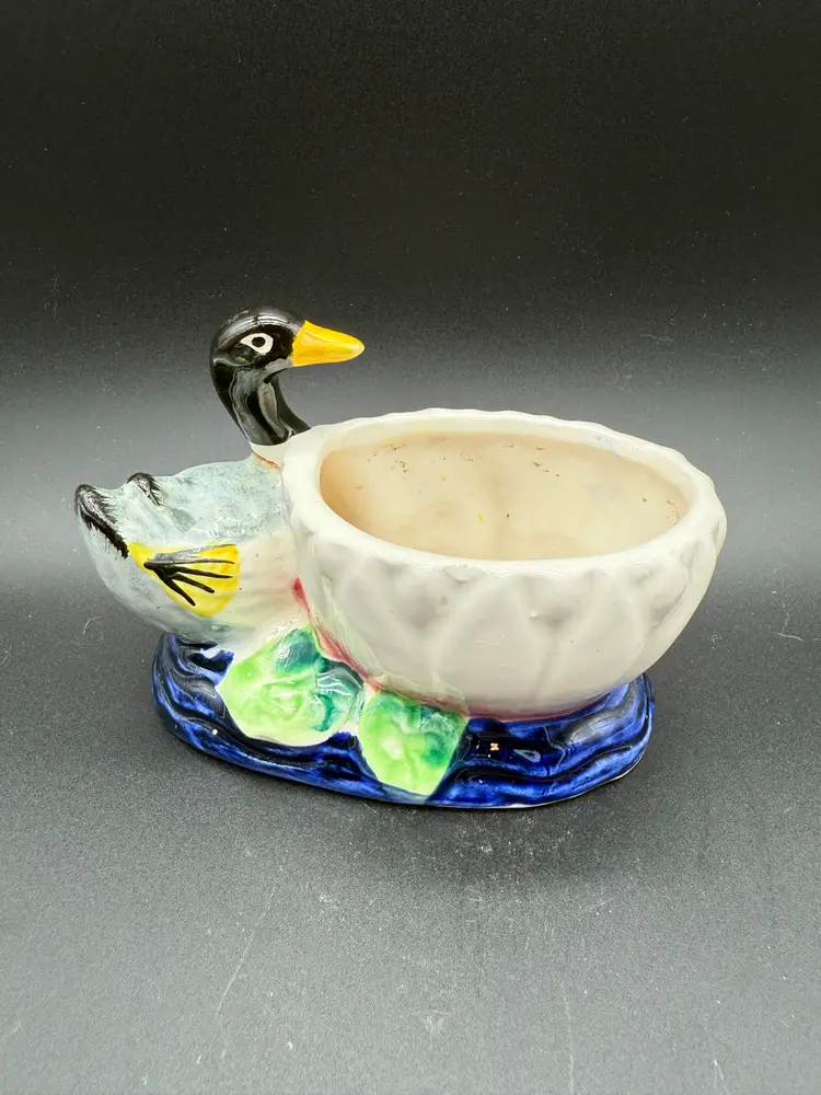 Vintage Small Duck Planter Hand Painted Japan