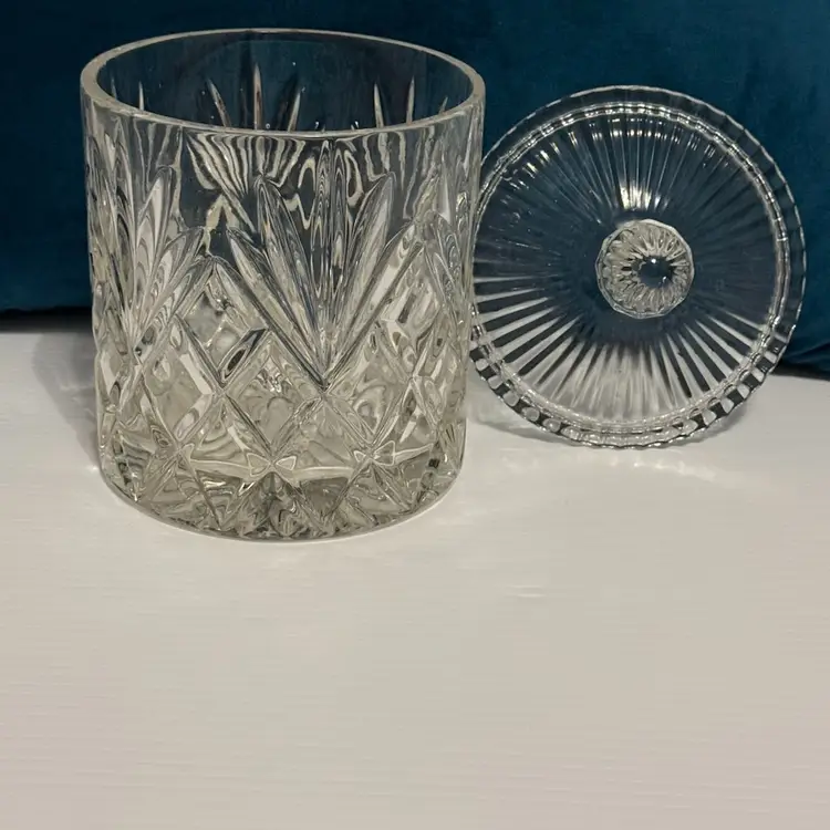 Vintage Lead Crystal Heavy Glass Cracker Jar Biscuit Barrel Candy Dish 10x3