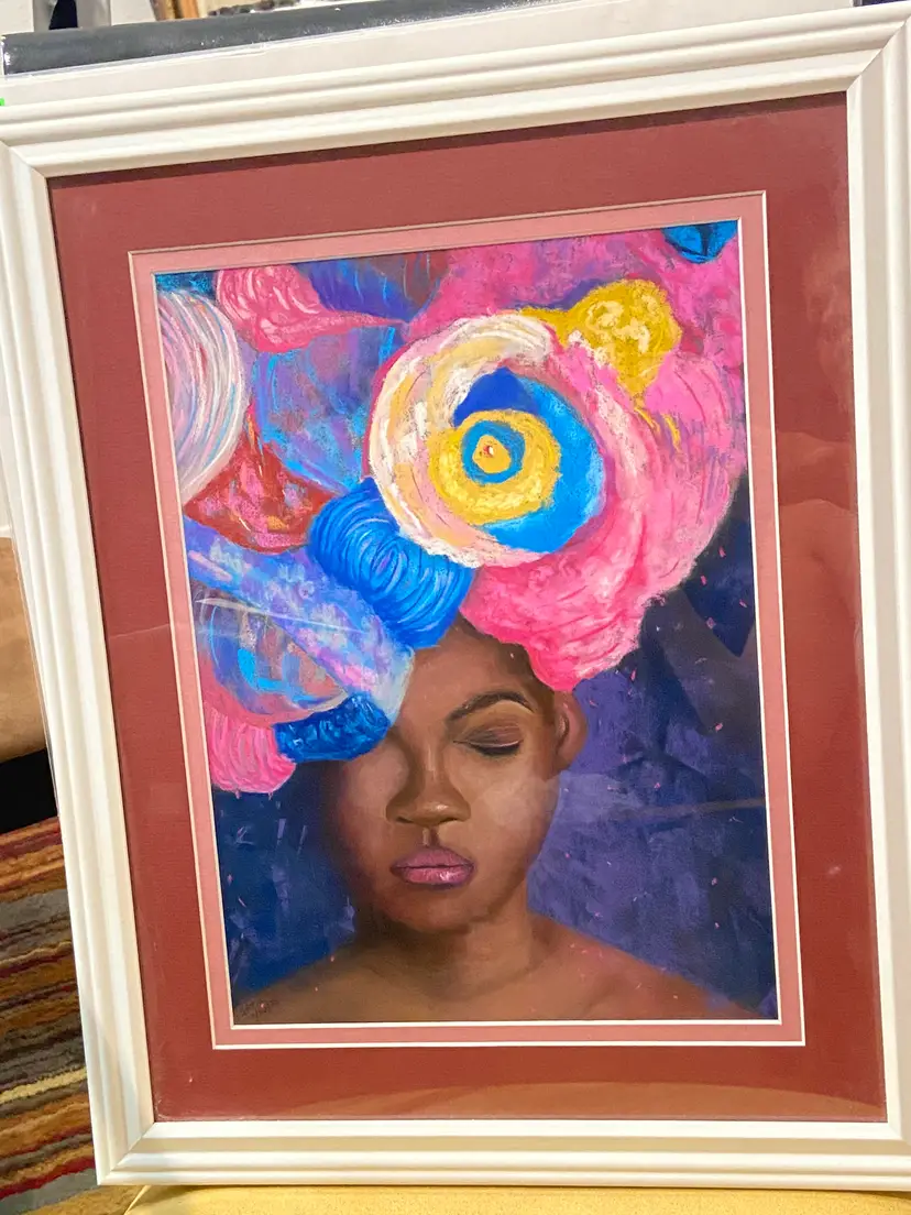 "Cotton Candy" (Framed & Matted) 12 x 16  /	10.75 x 14.5	Medium:  Pastel, Original Work by Letitia Collins