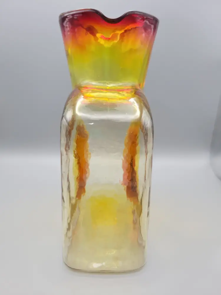 Blenko #384 Tangerine Art Glass Refrigerator Double Spout Water Bottle