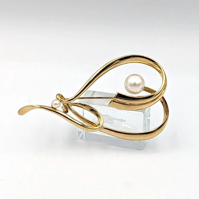 Majorica Sterling Silver Gold Plate Faux Pearl Heart Brooch 925 Vintage Pin