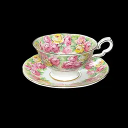 Royal Stafford Rosanna teacup and saucer with roses, bone china made in England