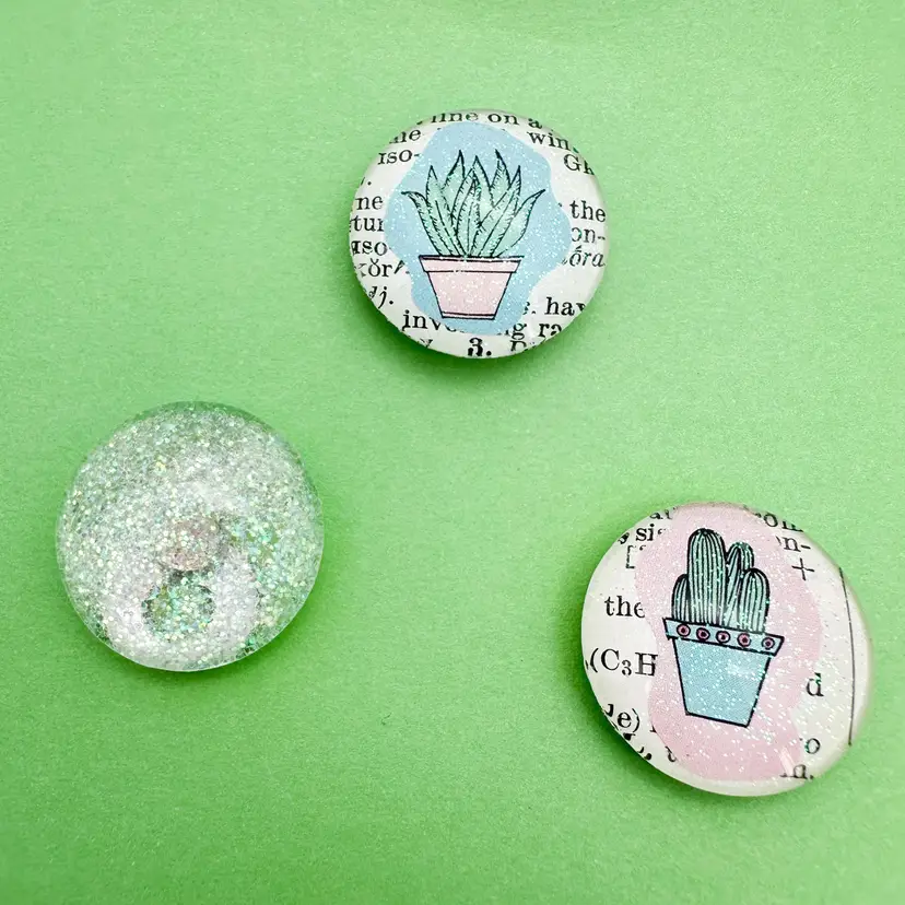 Handmade Succulent Magnet Set, 3 Pieces