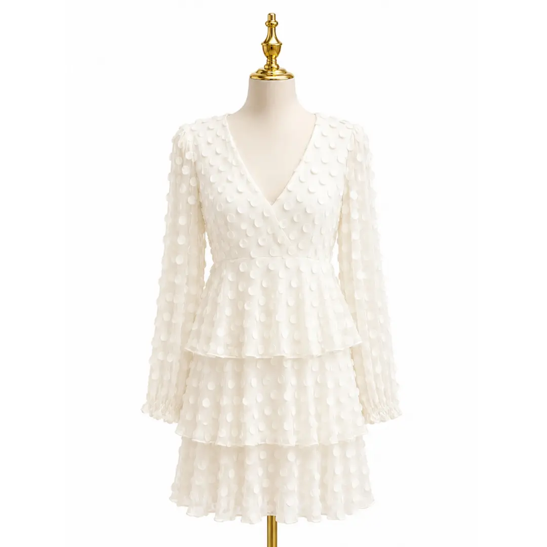 Zimmerman White Textured Tiered Dress Sz 1