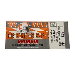 1993 Tennessee Vols vs Georgia Bulldogs Football Ticket Stub Neyland Stadium