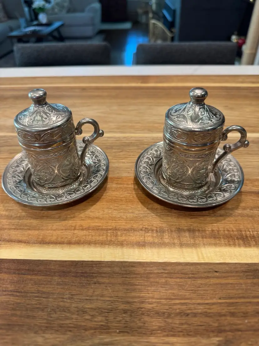 Decorative Embossed Turkish Coffee Set