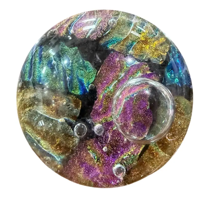 Rebecca Stewart Interior Textures Dichroic Paperweight-Signed And Dated - 2.75" Tall