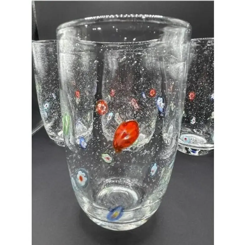 Millefiori Art Glass Tumbler With Controlled Bubbles