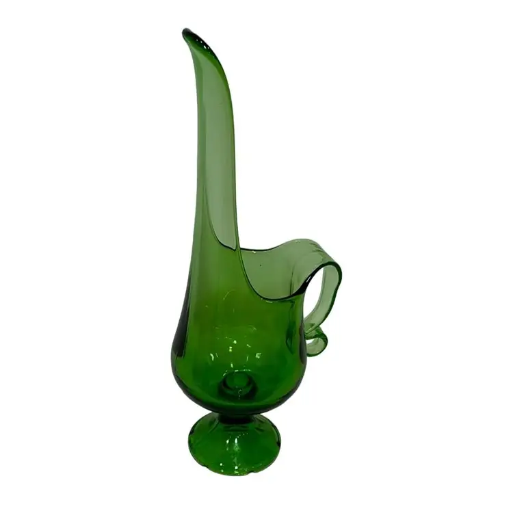 MCM Vtg Swung Glass Ewer/ Candleholder- 15”- EUC