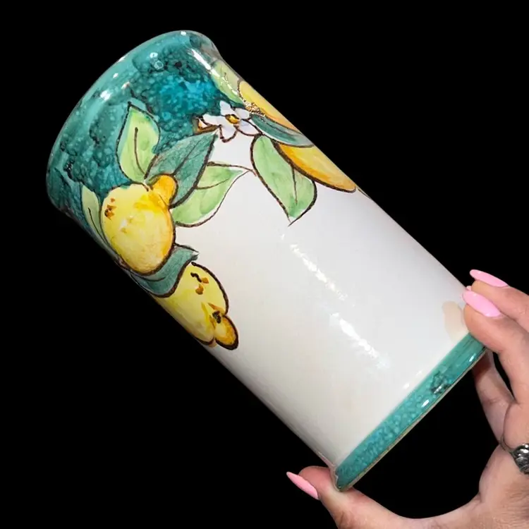 Italian Pottery (signed) Lemon Vase/Utensil Holder