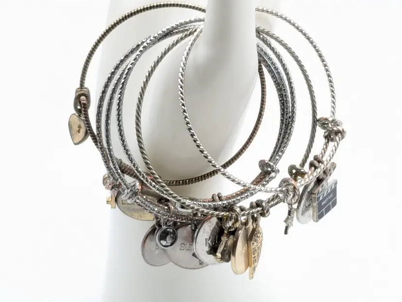 Mary Kay Charm Bangle Bracelets Set 6 Silver and Gold Tone READ