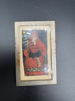Vintage Santa Picture Frame Pin 1.5” X 2.5”