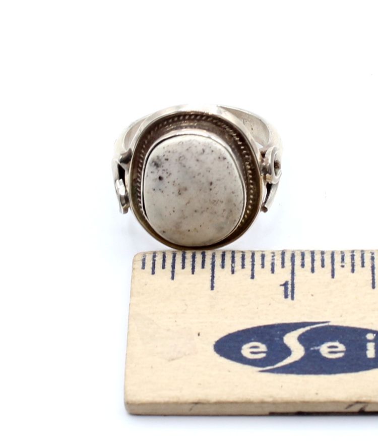Juan Guerro Navajo Dine' sterling silver white buffalo size 14 ring 15.40g