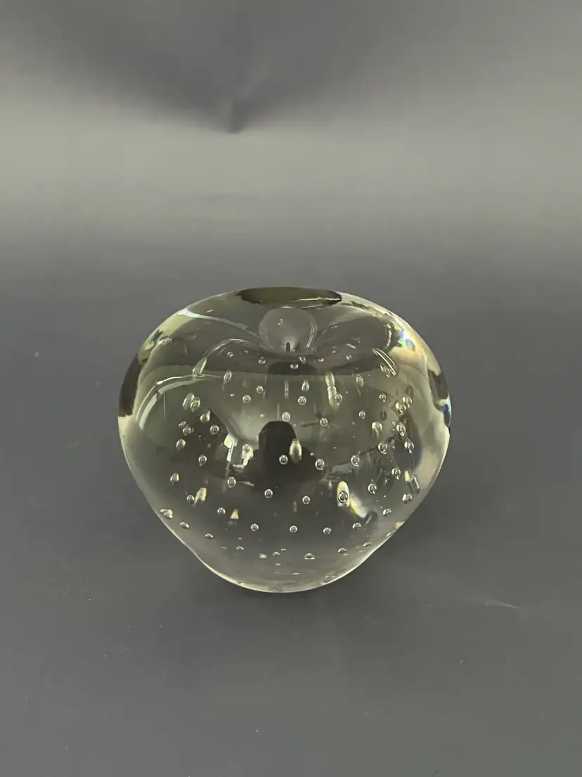 Bullicante Art Glass Paperweight Controlled Bubbles Clear