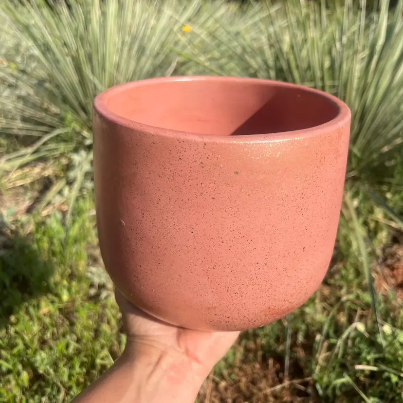 6” Pink Mauve & Gold Speckle Concrete Planter