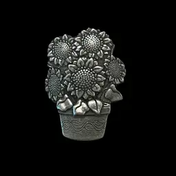 Vintage 2006 SIGNED BIRDS & BLOOM Limited Edition Pewter flower plant pot Brooch Pin