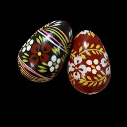 #35 Pair Of Wooden Hand Painted Eggs 2.5”🥚
