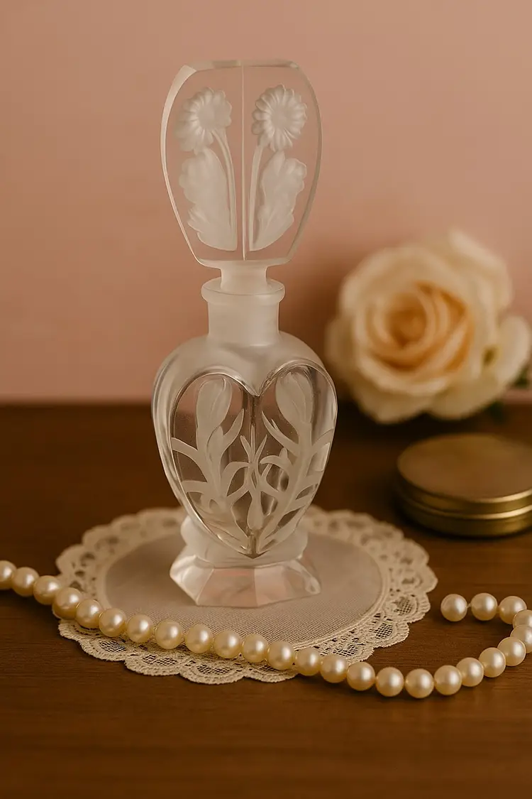 Vintage HolmSpray Crystal Perfume Bottle – Frosted Floral Stopper
