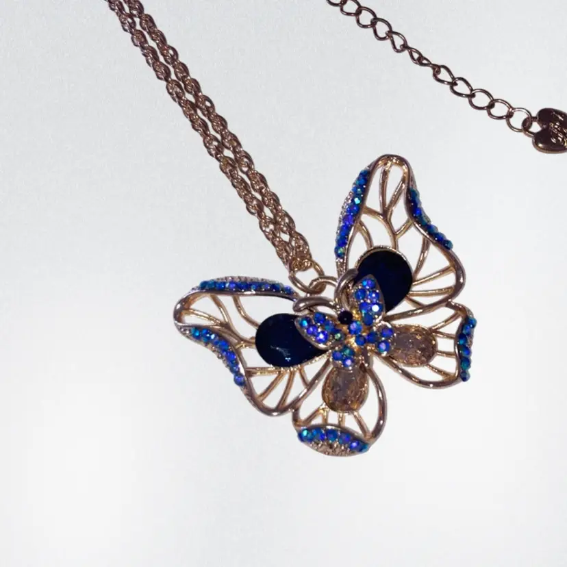 Gold-toned Butterfly Necklace - 24 “