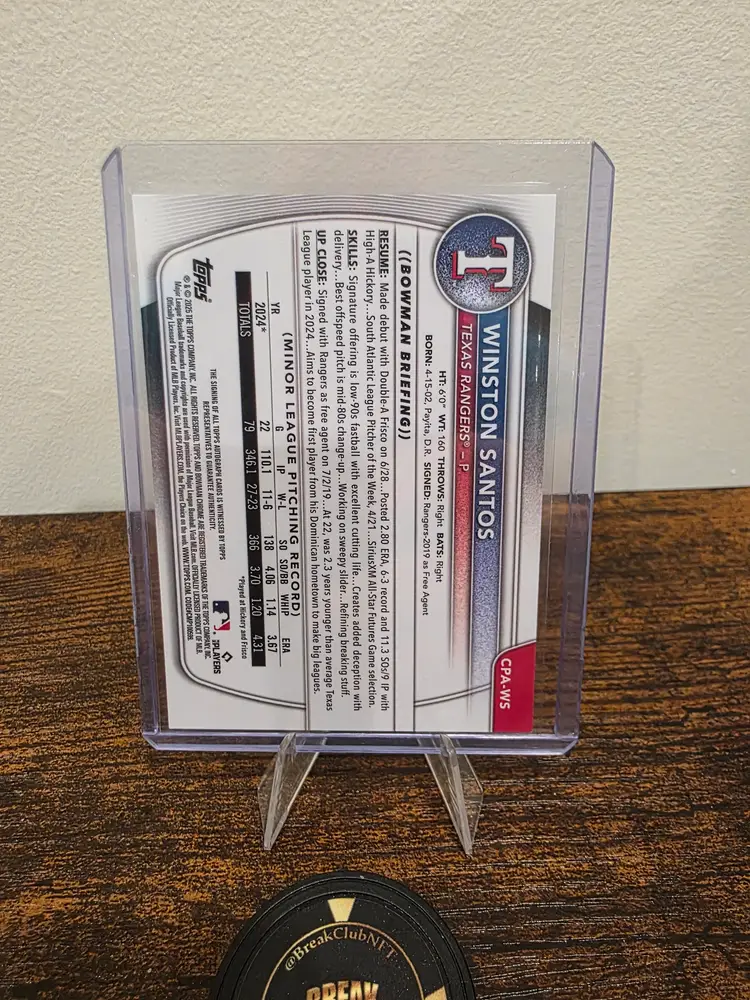 Winston Santos 2025 Bowman Chrome Auto /99