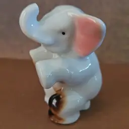 Vintage Porclain Elephant Figurine Standing on Hind Legs with Trunk Up -As Is