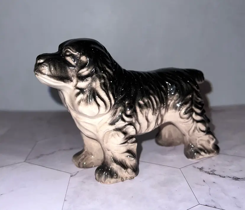 Vintage Enesco Black Cocker Spaniel Figurine Sporting Dog 5”
