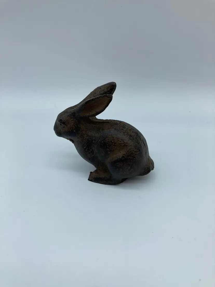 Sitting Little Baby Bunny Rabbit Cast Iron Brown Tignall Animals Figurines & Sculptures