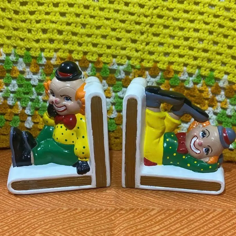 Kitsch Clown Bookends 