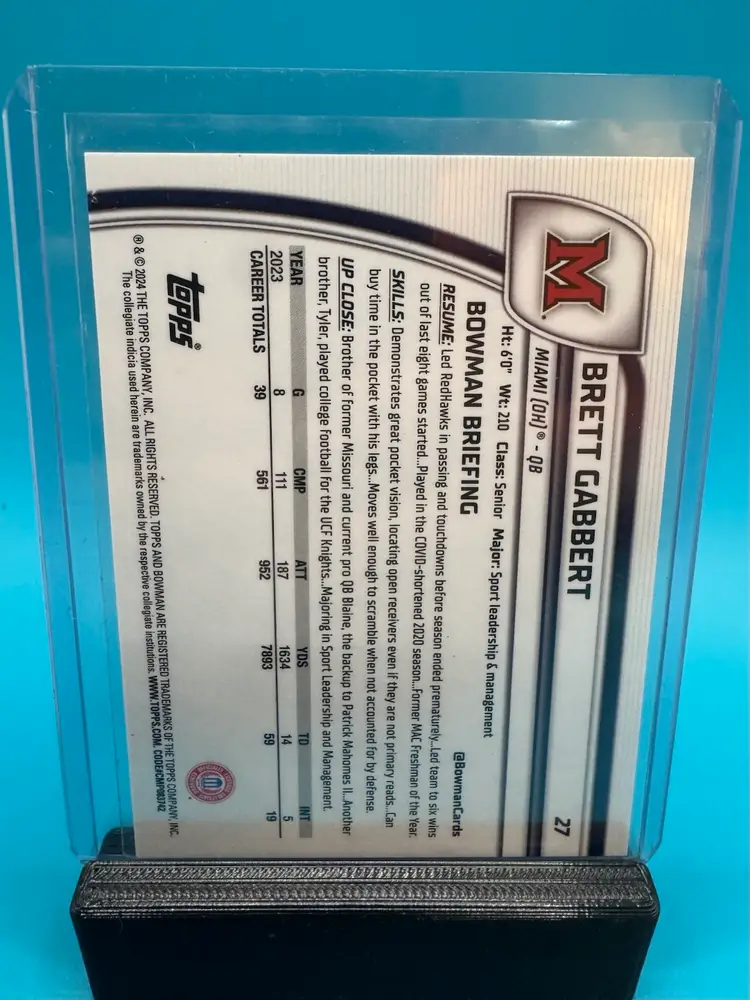 Brett Gabbert 1st Bowman Chrome U Blue Mini Diamonds Refractor /175 Miami (OH) Redhawks