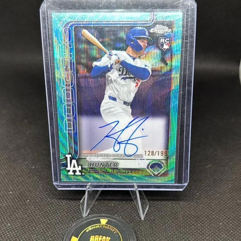 Hunter Feduccia 2025 Topps Chrome Aqua Wave Auto /199 Los Angeles Dodgers