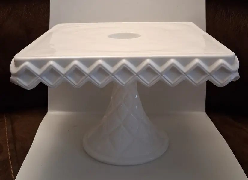 Vintage Colony-Indiana Glass, 'MONTERY Milk Glass' Square Cake Stand