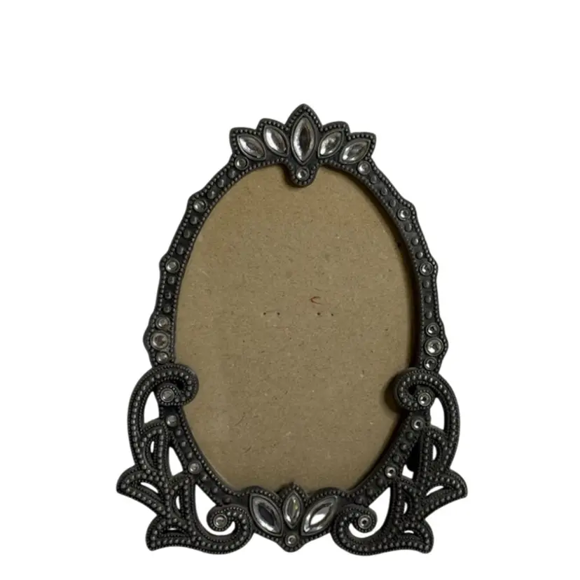 Maiden Picture Frame Black Metal With Rhinestones 
3.5”x5”