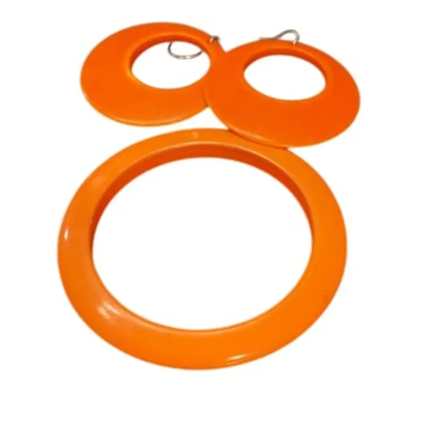 Orange Plastic Bracelet And Earrings Set