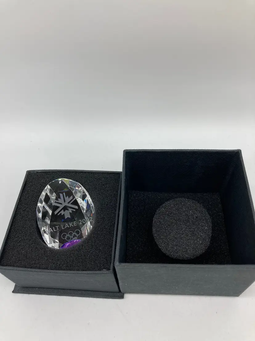 Swarovski crystal Eggo Domes Salt Lake 2002 paperweight.