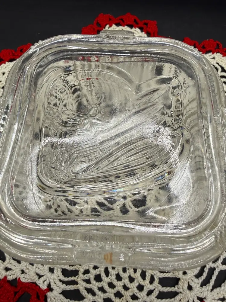vintage Federal Glass clear glass refrigerator dish “box”