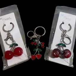 3pc Cherry Keychain Bag Purse Charm