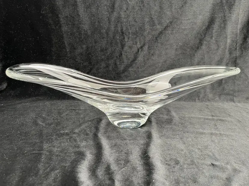 Vintage Rosenthal Clear Glass Crystal Elongated Centerpiece Bowl - About 19"L