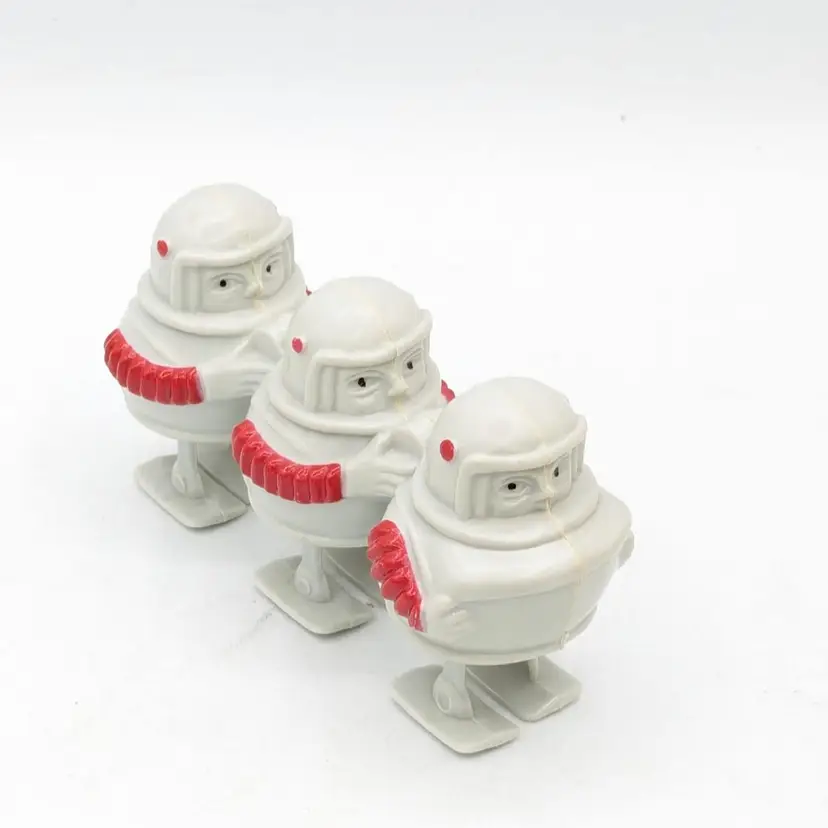 VINTAGE 1960'S MARX TRIPLE SPACEMEN ROBOTS RAMP WALKER PLASTIC TOY