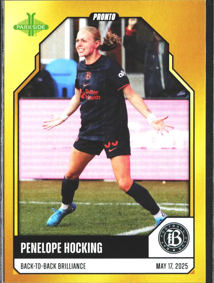 Penelope Hocking GOLD 1/1 2025 Parkside Pronto Soccer Card Bay FC