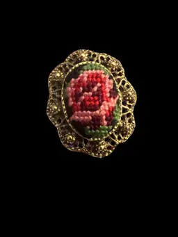 Rose Needlepoint Brooch