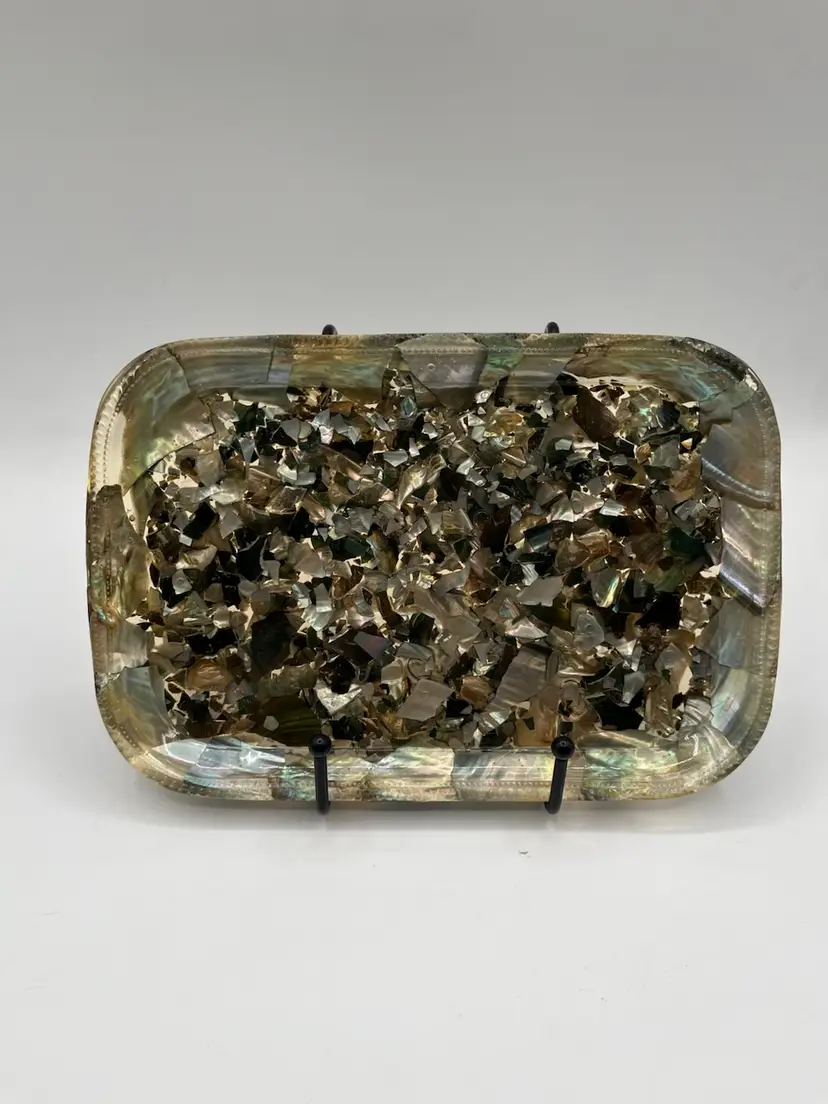 Thrift Store Find- Vintage Lucite Iridescent Mother Of Pearl Shell Nautical Tray Trinket Dish