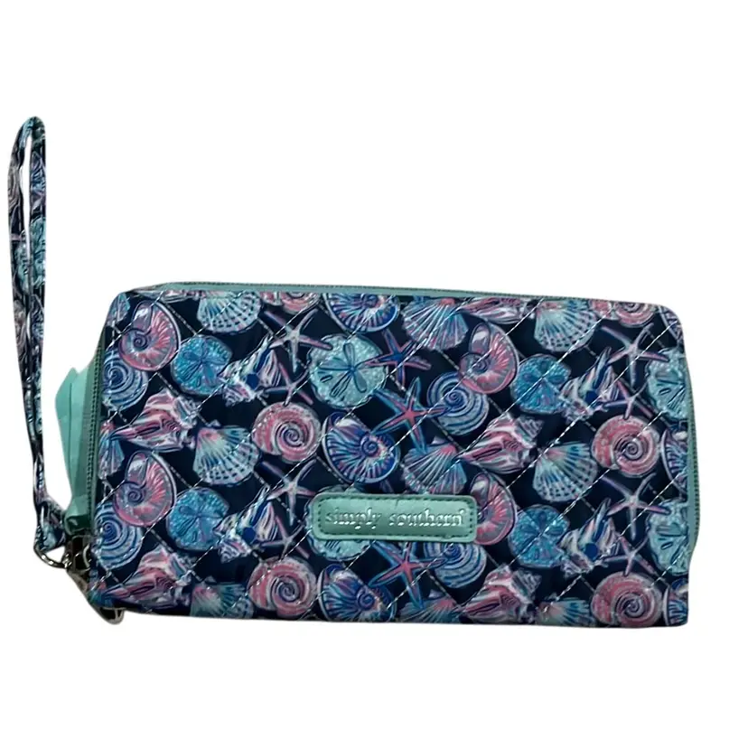 Simply Southern -Quilted Shell Print Zip-Around Wallet- 7.5” W, 4.5” H
