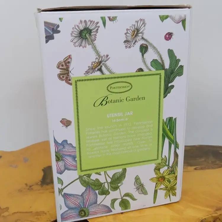 Portmeirion utensil jar, Botanic Garden, daisy pattern, NIB