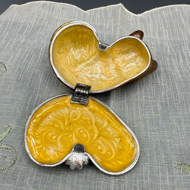 "Kingspoint Designs Bejeweled Sleeping Cat Trinket Box - Orange Tabby, Honeycomb Base" 
3.5”x1”