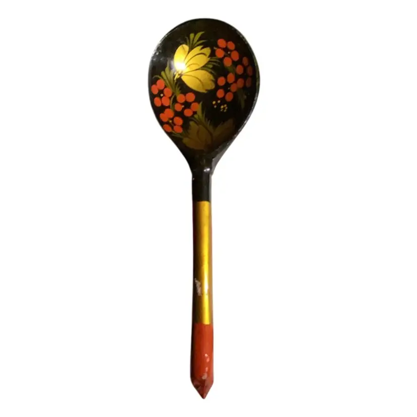 Khokhloma Spoon Traditional Russian Folk Art. 7.5 Inches