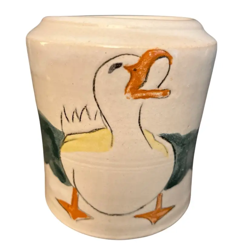 VTG Agape Pottery Quacking Duck Jar ~ Planter ~ Pot Signed D Welch 1983 ~ EUC