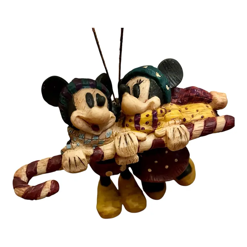 DISNEY Jim Shore Mickey Mouse & Minnie Candy Cane Christmas Ornament Vtg RARE