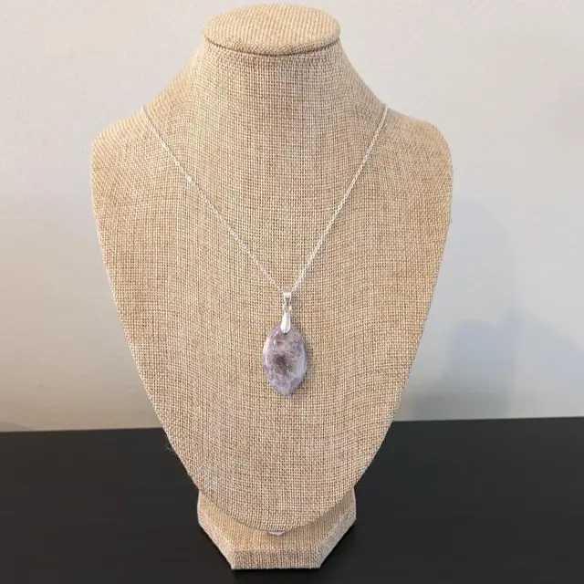 Purple Crystal Stone Necklace - Silver